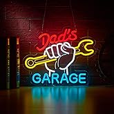 Dad's Garage Neon Sign for Wall Décor Garage LED Car Signs for Auto Repair Shop Man Cave Workshop Decor for Fathers Gift