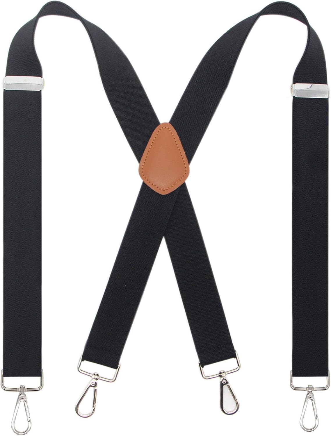 Bioterti Men's Heavy Duty X Back 1.4 Inch Suspenders with 4 Snap Hooks (Black) Amazon.co.uk