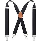 Bioterti Men’s Heavy Duty X- Back 1.4 Inch Suspenders with 4 Snap Hooks