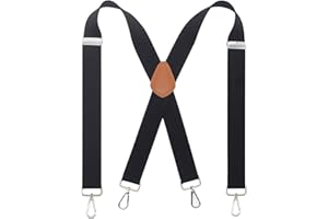 Bioterti Men’s Heavy Duty X- Back 1.4 Inch Suspenders with 4 Snap Hooks