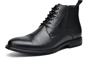 ArcBrothers Men's Chelsea Dress Boots Comfortable Leather Slip On Ankle Boots For Casual & Formal Occasions