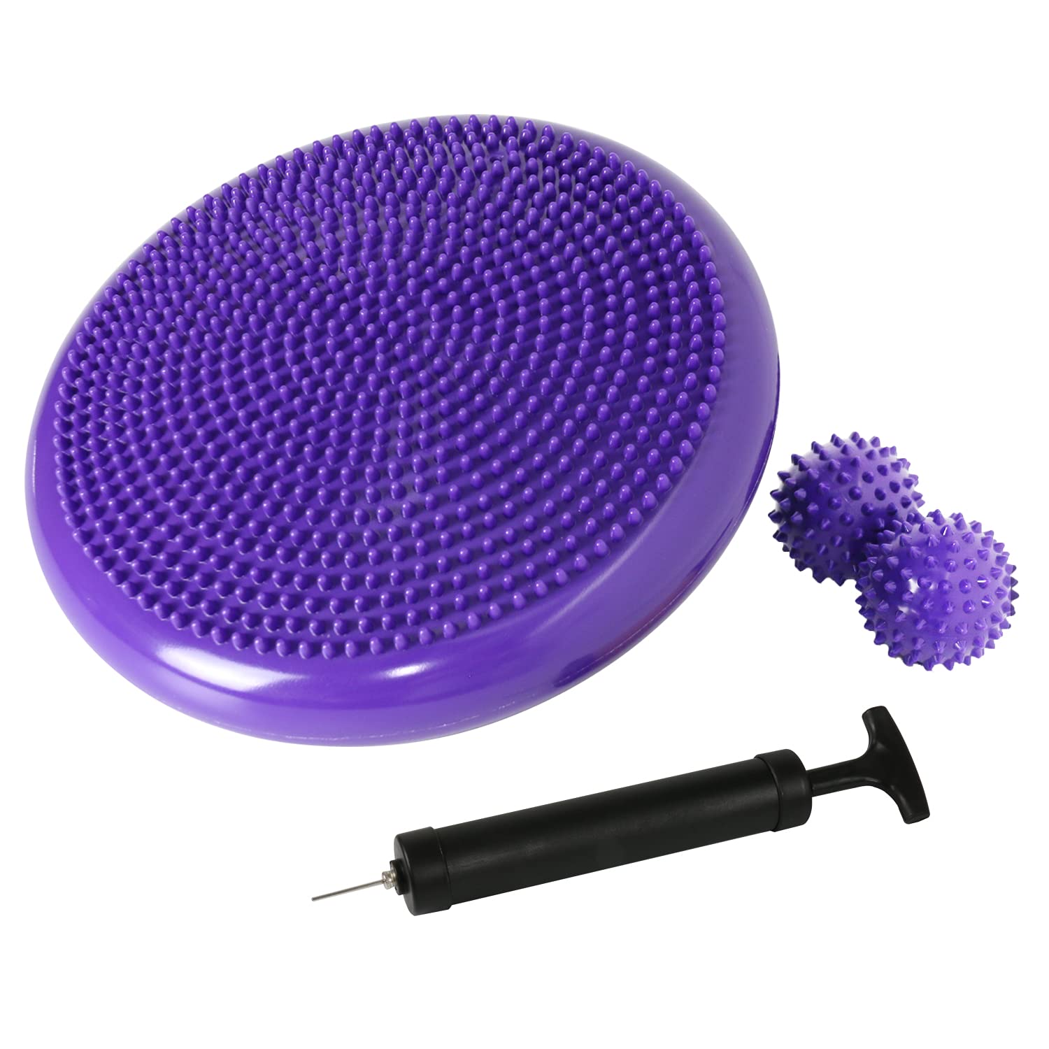 Nvzi Wobble Cushion, Balance Disc, Wiggle Seat, Balance Pads for Physical Therapy, Stability Disc, Wobble Board for Dogs, Office, Sensory Kids, Classroom With Spiky Massage Ball (Purple)
