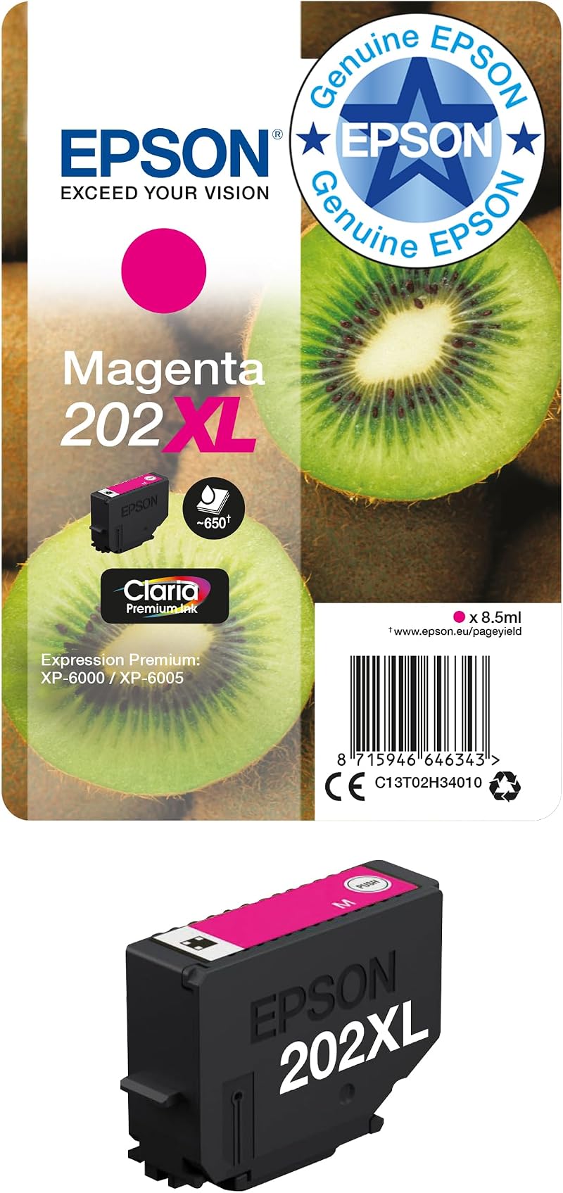 Epson 202XL Magenta Claria Premium High Yield Ink Cartridge for Expression