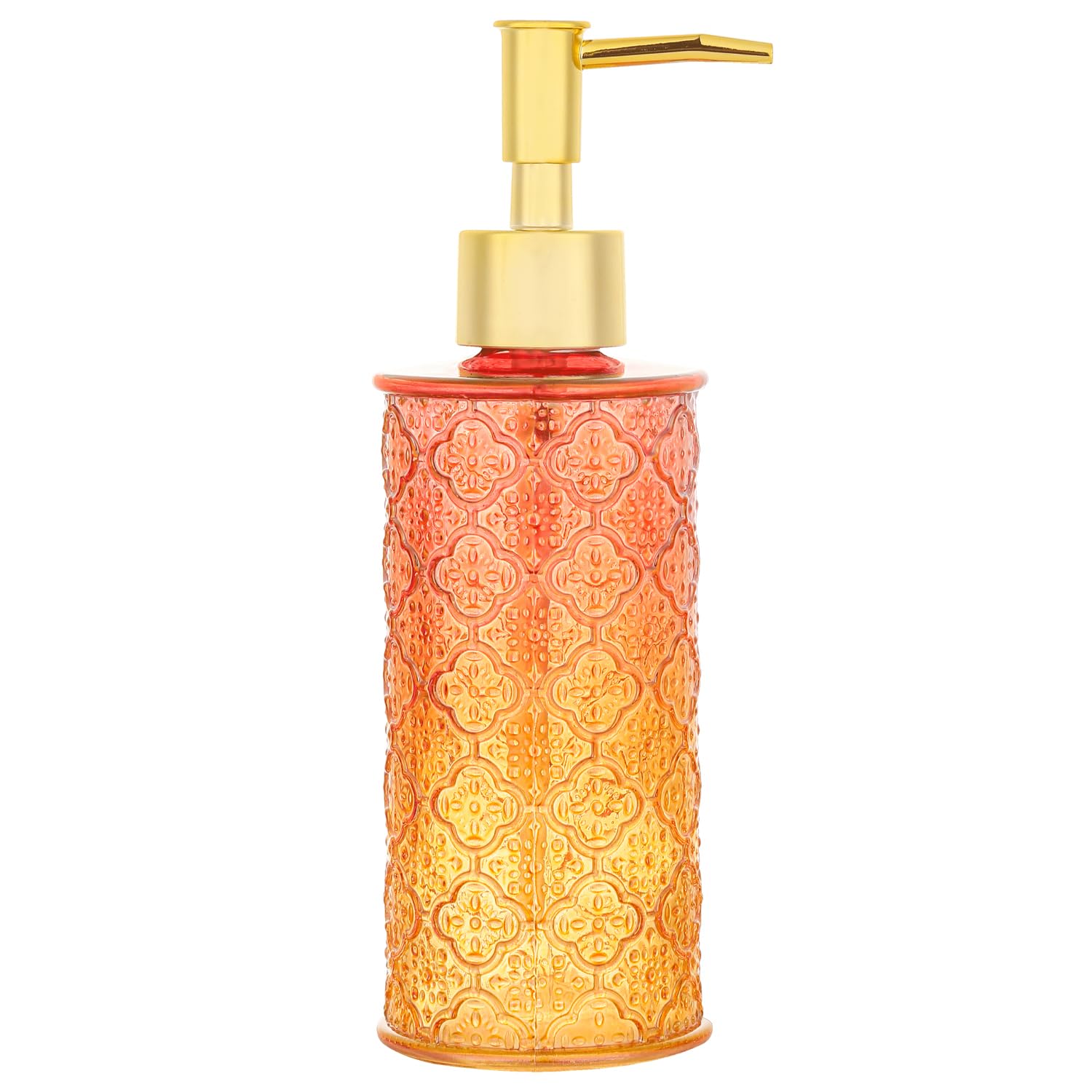 YunNasi Glass Soap Dispenser with Pump, Refillable Liquid Hand Soap Dish Soap Dispensers for Bathroom Counter, Kitchen Sink (RedOrange)