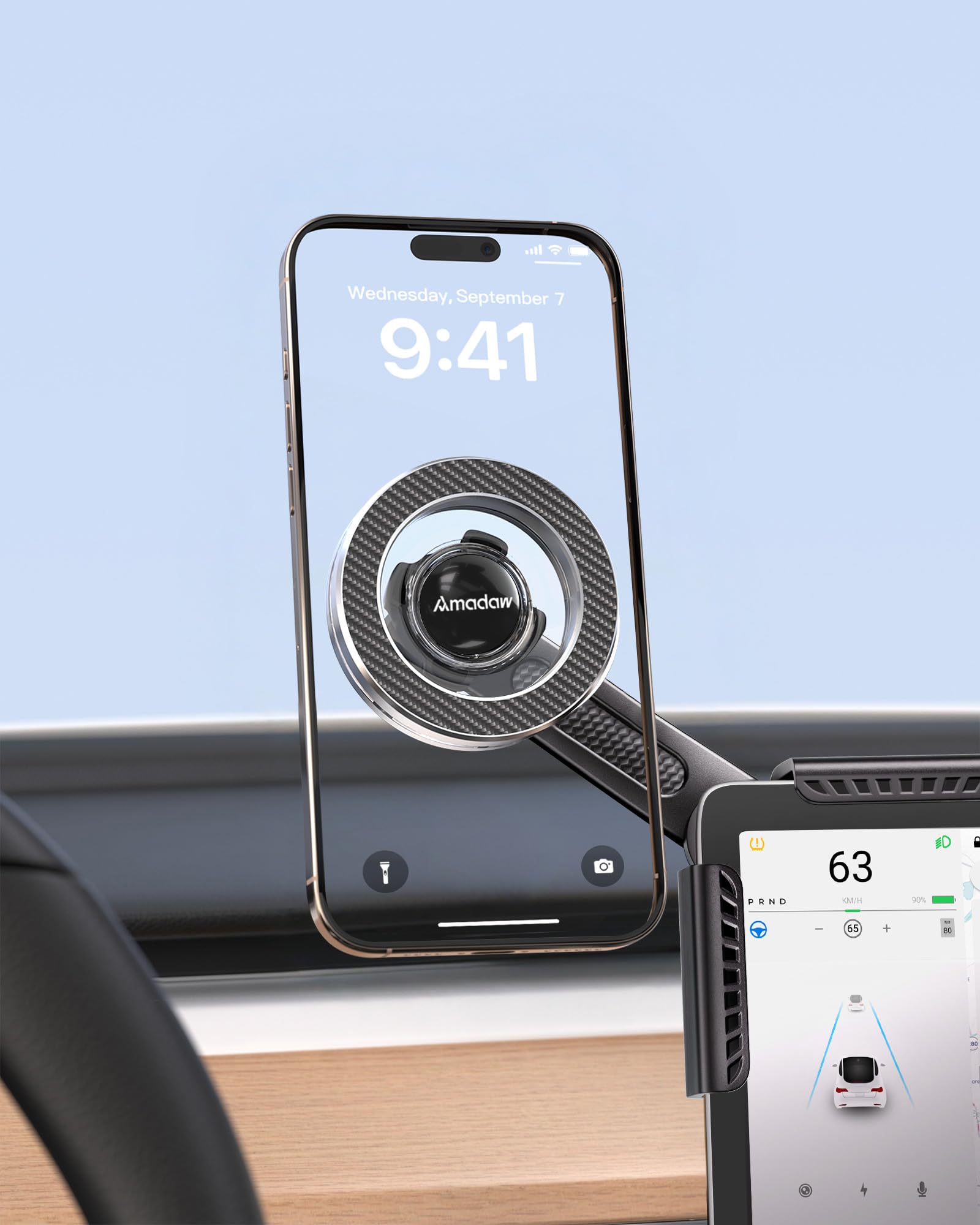 Photo 1 of AMADAW 2025 Upgrade Tesla Phone Mount [N52 Strongest Magnet] [Non-Adhesive Version] Hands-Free No-Drop for Magsafe, Fits for Tesla Model Y/3/X/S/Cybertruck, Compatible with iPhone 16/15/14 All Phones