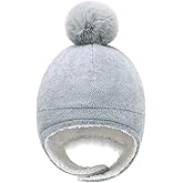Otoyzy Baby Beanie Hat Pom Full Hood Hat Toddler Winter Hat Fleece Earflap Cap for 6M-4T Boys Girls Winter