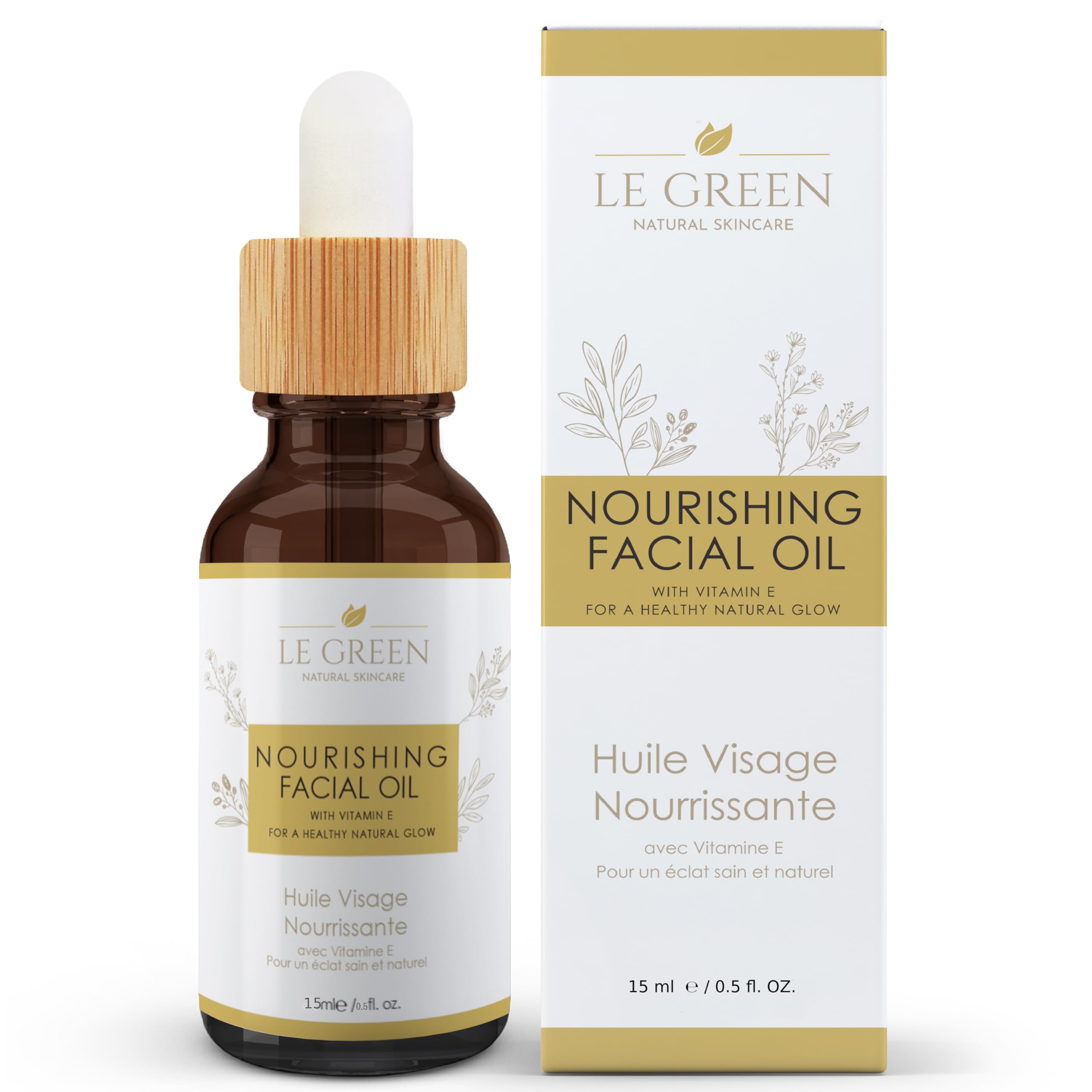 Le Green Face Oil, Face Serum, Complexion-Boosting Blend with Vitamins A & E, Antioxidant-Rich Jojoba Seed & Avocado Oil, Skin-Loving Natural Ingredients for Radiant Skin