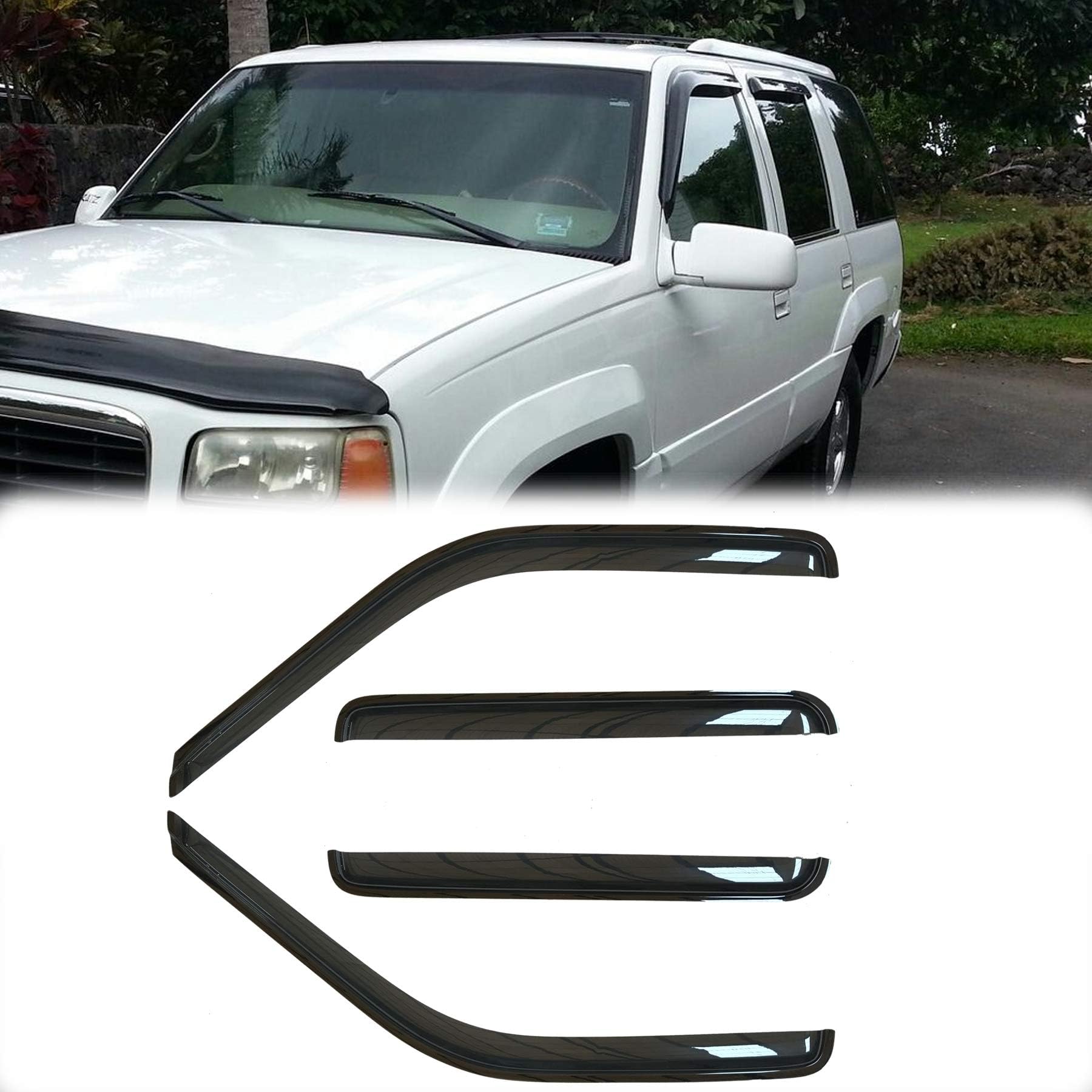 Niviora 4pcs Vent Window Visors Compatible with C10 C/K Crew Cab/Suburban/Tahoe/Yukon/Escalade 94095