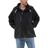 RefrigiWear Men’s Lightweight Rainwear Jacket – Waterproof Wind-Resistant Shell with Detachable Hood and Storm Flap