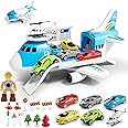 Airplane Toy Set Transport Cargo Plane Play Toy Gift for 3 4 5 6 Years Old Boys Girls Kids,Aircraft Vehicle Toys with 5 Mini 