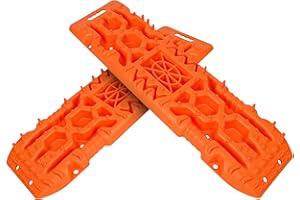 Richeer 2PCS Recovery Traction Boards with Jack Base (Orange) - 4x4 Off-Road Track Plate 4x4 - Sand/Mud/Snow Ladder Ramps