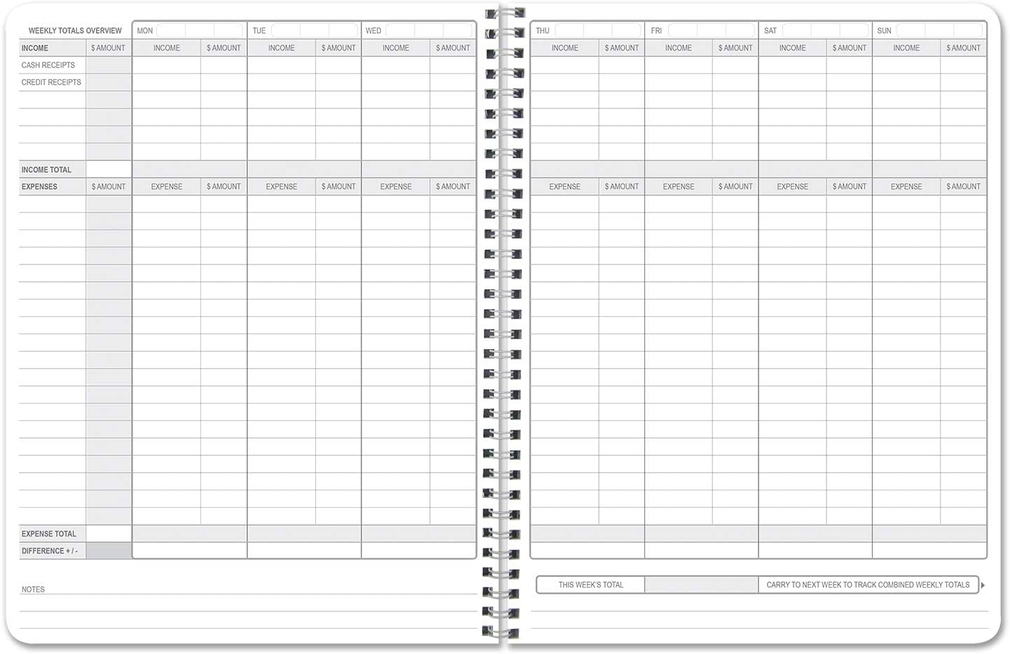 BookFactory Income & Expense Journal/Accounting Ledger Book/Bookkeeping Income and Expenses Tracking Ledger Log Book/LogBook 108 Pages - 8.5" x 11" Wire-O (LOG-108-7CW-PP-(IncomeExpense)-BX) : Office Products
