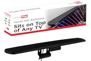 UltraPro Hover Digital TV Antenna Indoor for Smart TV, Long Range HD Local Channels, Easy Mount on Top Design, Supports 4K 1080P HDTV VHF UHF, 360° Reception, 83713