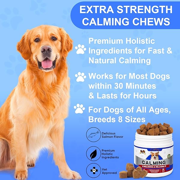 COLEAZE DOG CALMING CHEWS, HEMP CALMING CHEWS FOR DOGS – PURE NATURAL INGREDIENTS CALMING TREATS, AID WITH SEPARATION BARKING, VET VISITS, THUNDERSTORMS, 90 COUNT CHICKEN FLAVOR, BROWN