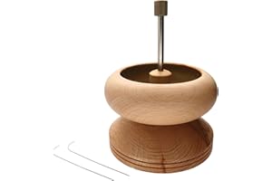 The Beadsmith Spin & String – Bead Stringing Wooden Spinning Wheel with 2 Needles, 4.4” High, 5.6” in Diameter, Quickly String Seed Beads for Jewelry