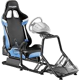 ARES WING Racing Simulator Cockpit, Sim Racing Wheel Stand with Seat, Blue | Formula and GT Sim Racing Cockpit Compatible with Logitech, Moza, Fanatec, Thrustmaster, Racing Games on PS5, PS4, Xbox, PC