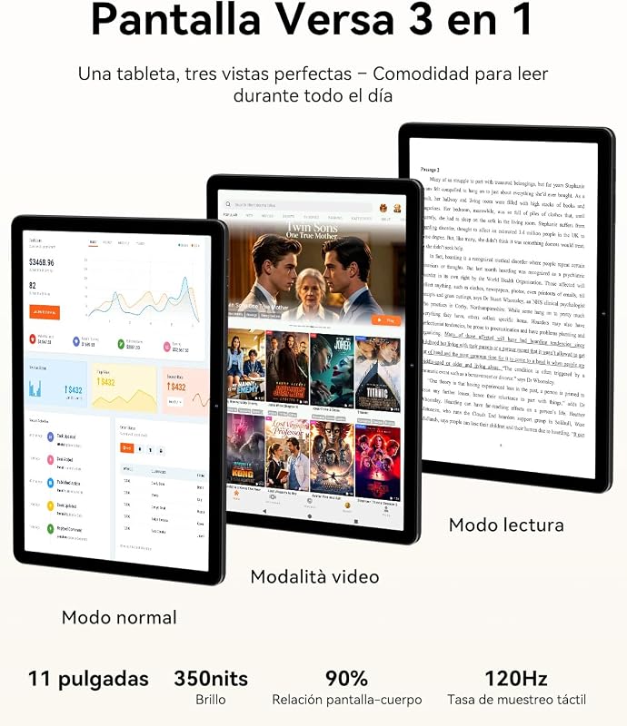T30 Tablet Android 16 de 11 polegadas (64GB+4TB), Tablet de Estudo