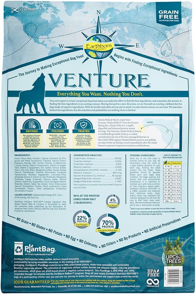 earthborn holistic venture alaska pollock meal & pumpkin