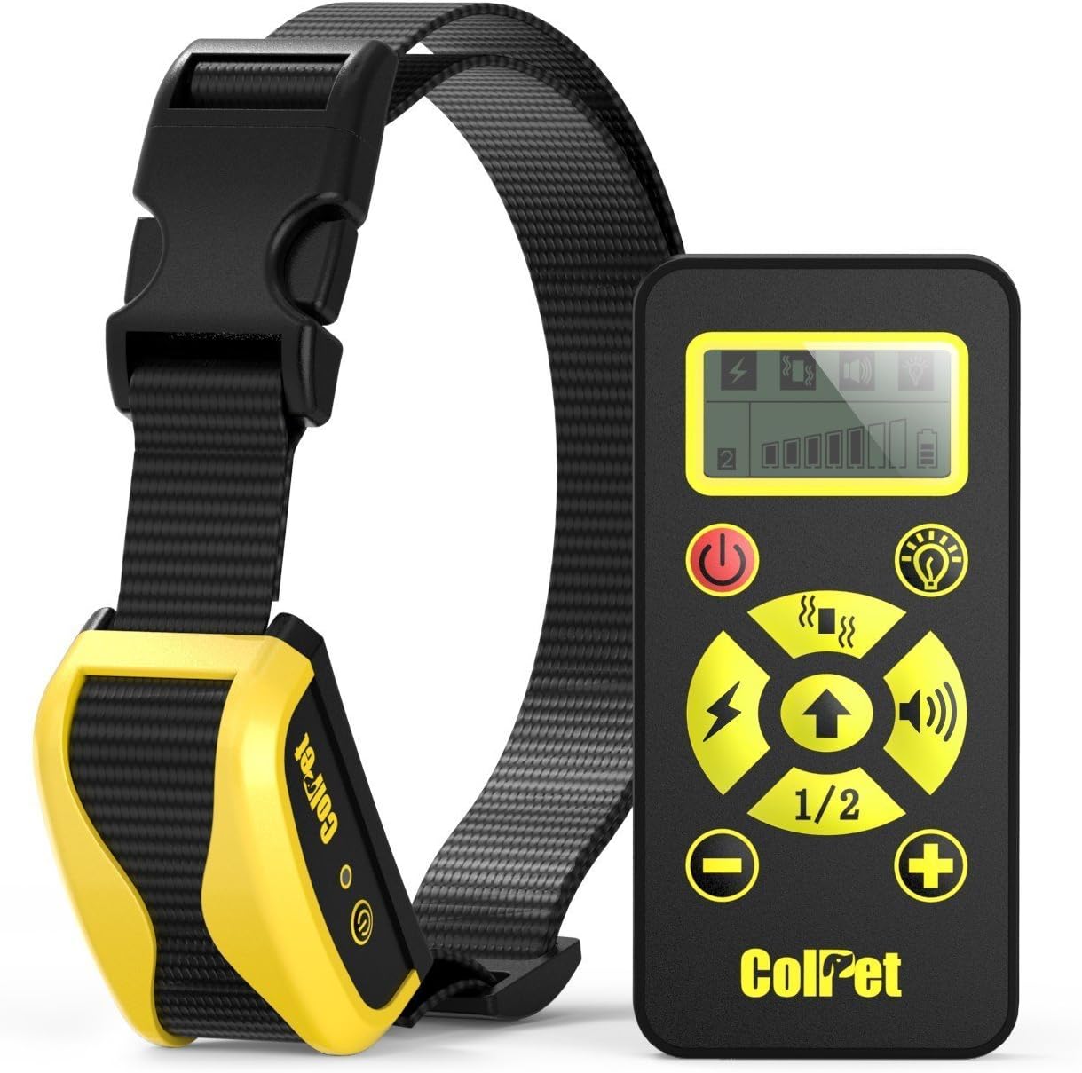Colpet Dog Traing Collar - Colpet 800yard Rechargeable and Waterproof Remote Dog Shock Collar with Beep, Vibration and Shock Electronic Collar, Yellow/Blue (Yellow)
