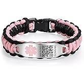 Theluckytag Medical Bracelets for Sport Men Women with QR Code Medical Alert ID Bracelets - Nylon Waterproof Wristband Fits Wrists Up to 7 inches - More Space Custom Emergency Med ID Alert Info