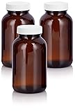 JUVITUS 8 oz Amber Glass Wide Mouth Packer Bottle