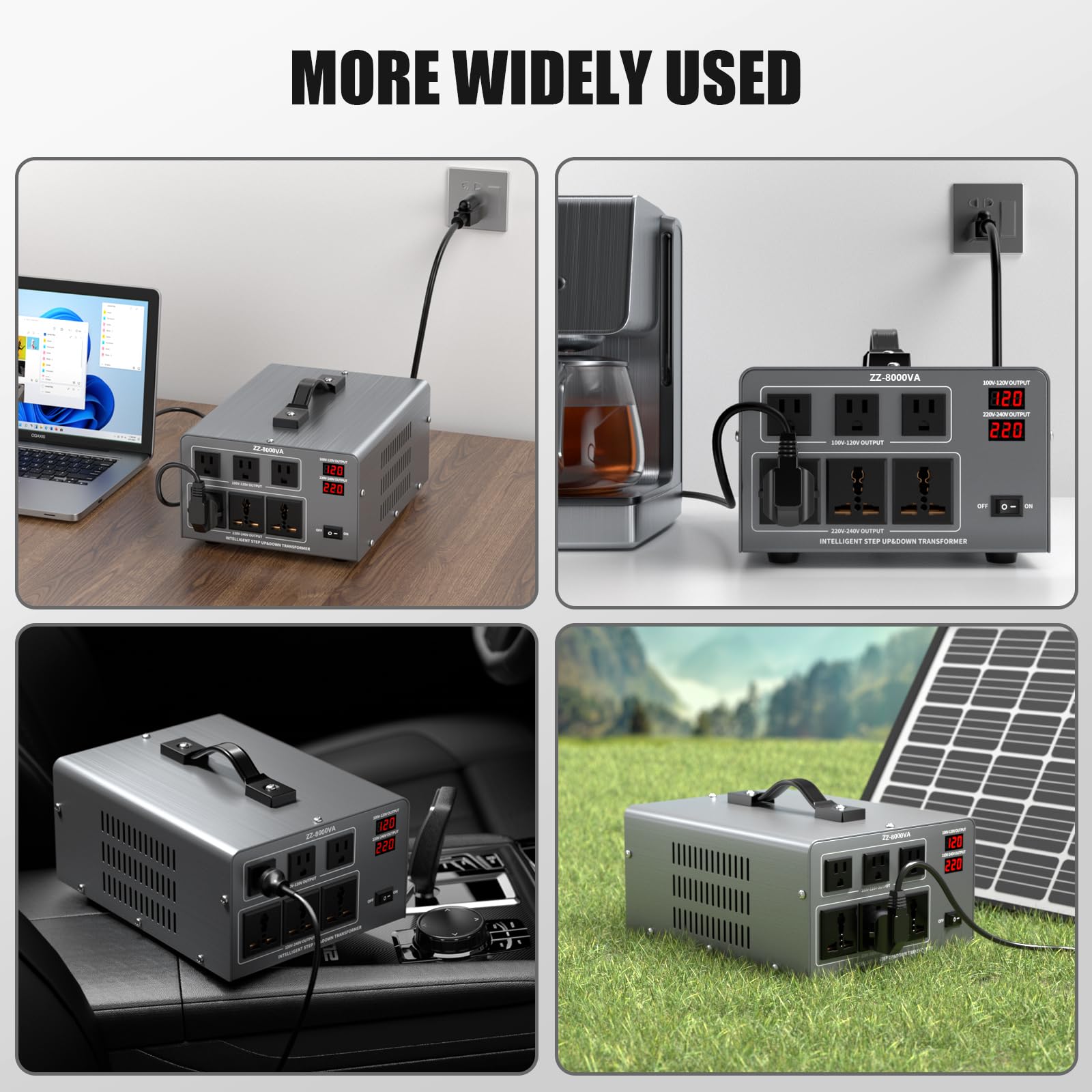 8000W Voltage Auto Converter Transformer, Heavy Duty Step Up/Down Power Converter 110/120/220/240V with 3 US Outlets,3 Universal Outlets,LED Display,w/US Standard Power Cord Circuit Breaker Protection