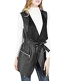 DIASHINY Black Faux Leather Vest For Women Long