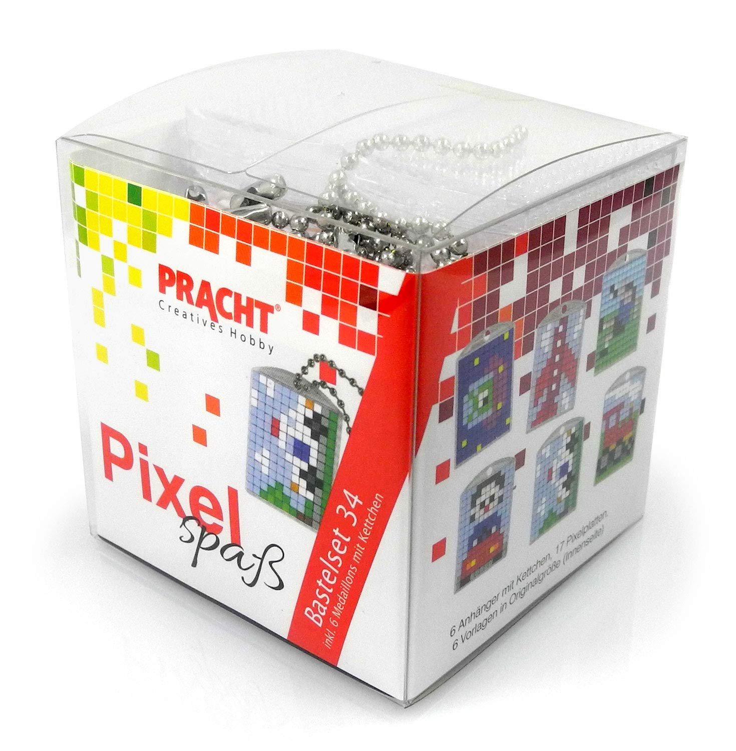 Pixel P90072-63501 Fun Craft Set 34 for Making 6 Lockets for Children, Easy Plug-In System, No Ironing or Gluing, Organic Plastic Stones