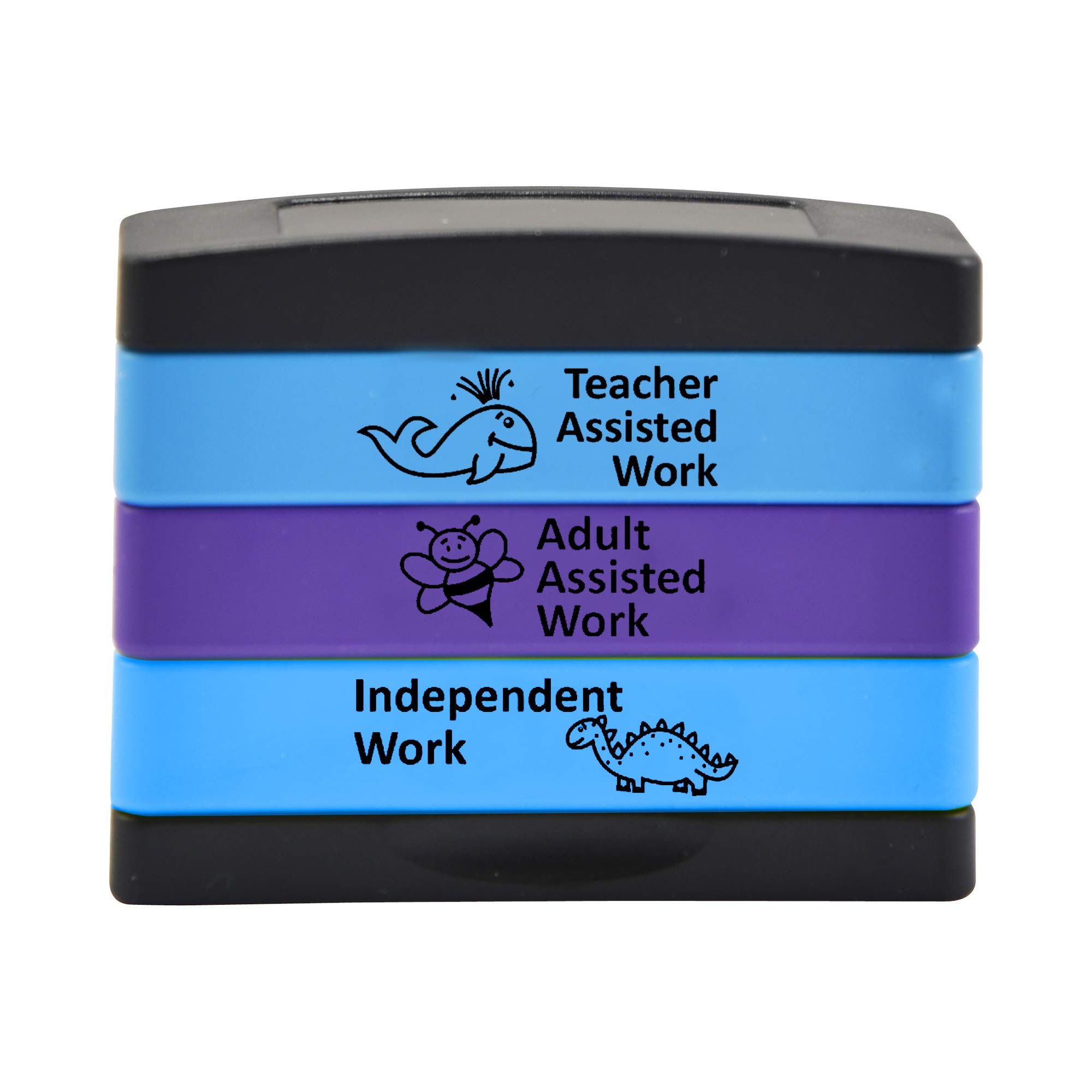 Trodat 3-in-1 School Stamp for Parent Teacher Feedback – Assisted or Independent Work – Version 1,Multi-coloured,Medium — image 1