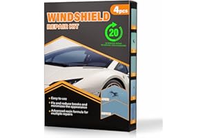 TUNCATE Windshield Crack Repair Kit 4 Pack, Windshield Repair Kit with Enhanced Injection Head, Windshield Chip Repair Kit to Repair Scratches, Cracks, and Star-Shaped Crack, Black