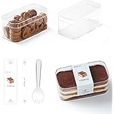 Plastic Dessert Cups with Lids and Sporks,Stickers,Tiramisu Containers,Cookie Containers,Clear Food Containers for Fruit,Pudding,Mousse, Tiramisu Cups With Lids (20pcs,Clear,4.6 * 2.4 * 2 in)