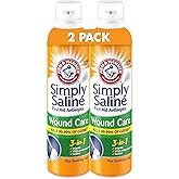 ARM & HAMMER Simply Saline Wound Care 3-in-1, Antiseptic First Aid Spray with Aloe to Help Prevent Infection, Sting-Free Saline for Wound Irrigation and Cleaning, Soothe Wounds with Aloe, 7.4 oz, 2pk