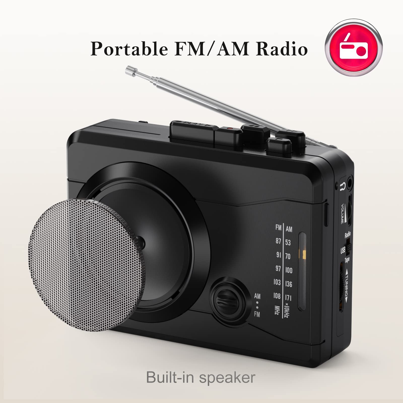 DIGITNOW USB Cassette Player Personal Audio Recorder With Speaker