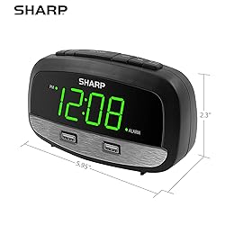 Sharp Digital Clock with Alarm and Dual USB