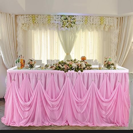 Amazon Com Leegleri Pink Tulle Tutu Table Skirt For Rectangle Or