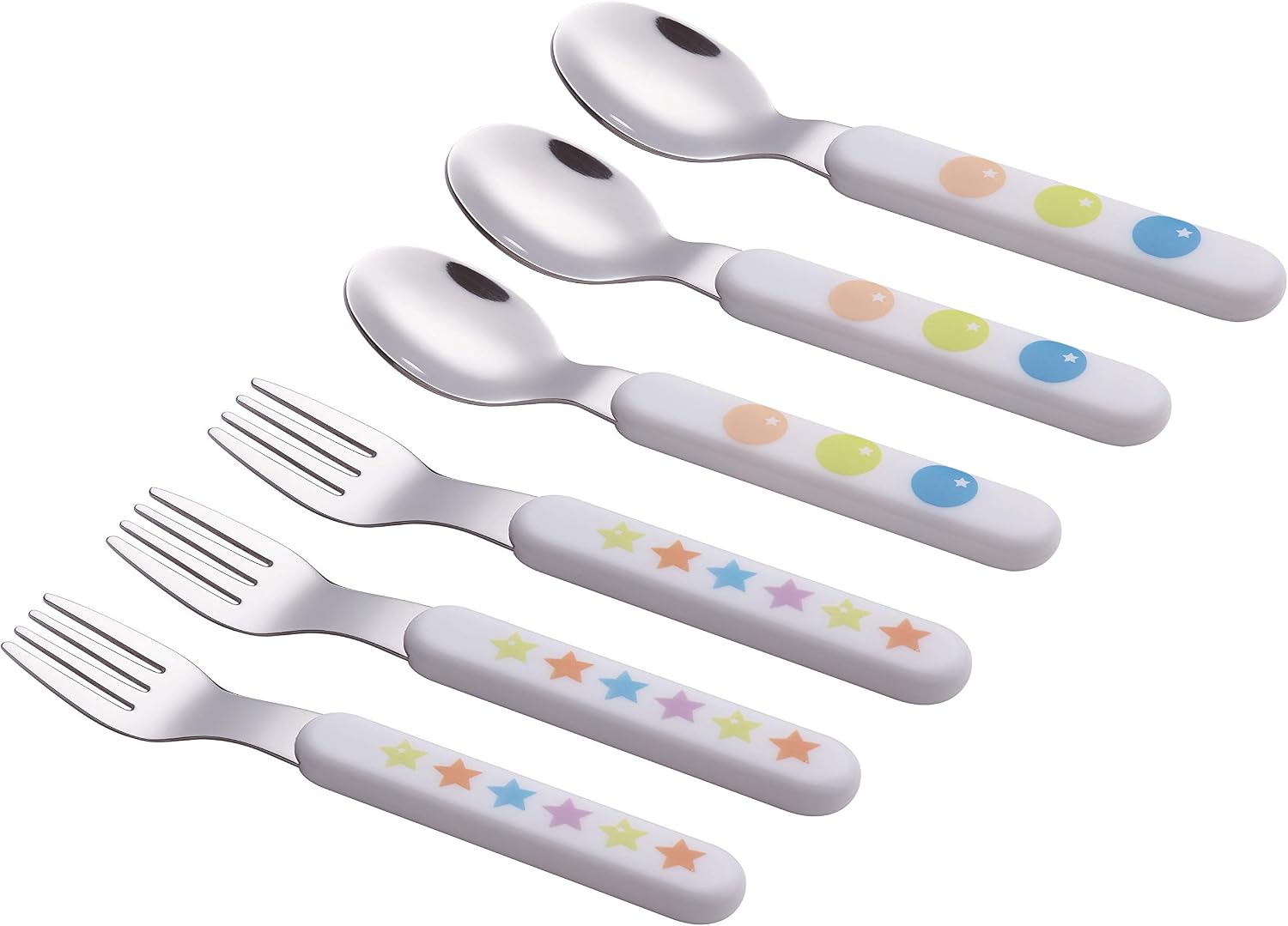 EXZACT Kids Cutlery 6pcs Stainless Steel 18/10 Toddler Children's Cutlery, 3 x Forks, 3 x Spoons, BPA Free, Dishwasher Safe - Image 4