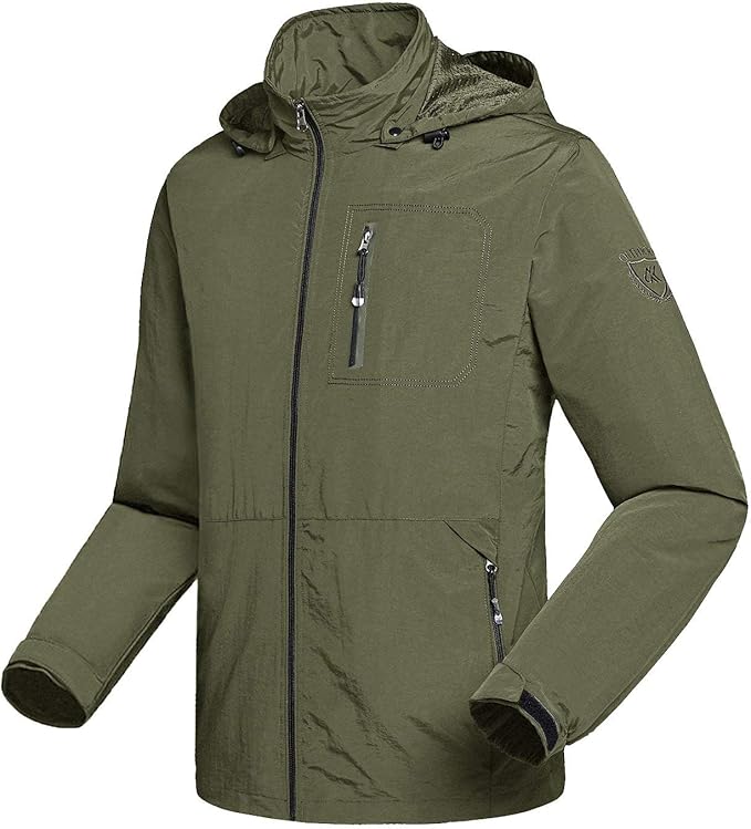 Coat Mens Waterproof Jacket Breathable Lightweight Hiking Hooded