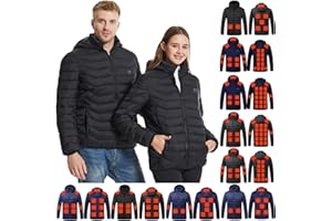 LIKEOULI Heated Jacket for Men Women Multiple Zones Heated Hooded Coat Winter Puffer Coat Unisex USB Charging Thermal Coats