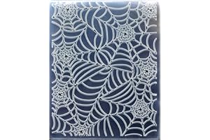 Kwan Crafts Spider Web Halloween Deco Plastic Embossing Folders for Card Making Scrapbooking and Other Paper Crafts, 12.1x15.2cm