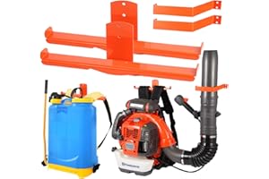 IULRTBA Backpack Blower Rack with Hose Holder - Heavy Duty Backpack Sprayer Wall Mount with Dual-Sided Hooks, Space-Saving Backpack Hanger for Weed Eater, Hedge Trimmer and Chain Saw, 330lbs Load Capacity
