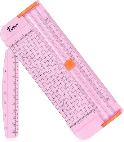 Firbon A4 Paper Cutter 12 Inch Titanium Guillotine Pink with Adjustable Guide