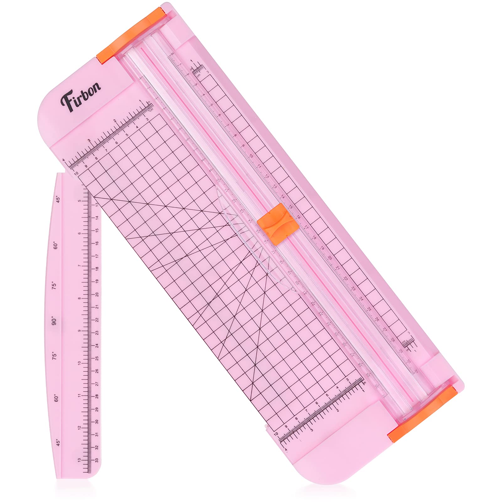 Firbon A4 Paper Cutter 12 Inch Titanium Paper Trimmer Scrapbooking Tool with Automatic Security Safeguard and Side Ruler for Craft, Coupon, Label and Cardstock (Pink)