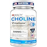 Award Winner -Clinically Dosed 500mg VitaCholine ® - 60 Caps - Liquid Choline Supplement –Support Pregnancy & Baby Brain & Liver Health LDL & HDL Level - Cognitive Health - Made in USA