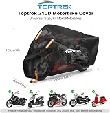 toptrek Motorcycle Cover 210D Oxford XXXL 104x41x50in Waterproof UV Dustproof view 2