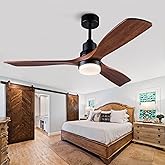 BOJUE 60 Inch Ceiling Fans with Lights and Remote Control, Dimmable LED Light,Quite DC Motor, Indoor Outdoor Wood Ceiling wit