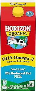 Horizon Organic, DHA Reduced Fat Organic Milk, 64 Ounce | USDA Organic Vitamin D Milk, Ultra Pasteurized, Rich, Creamy, & Del
