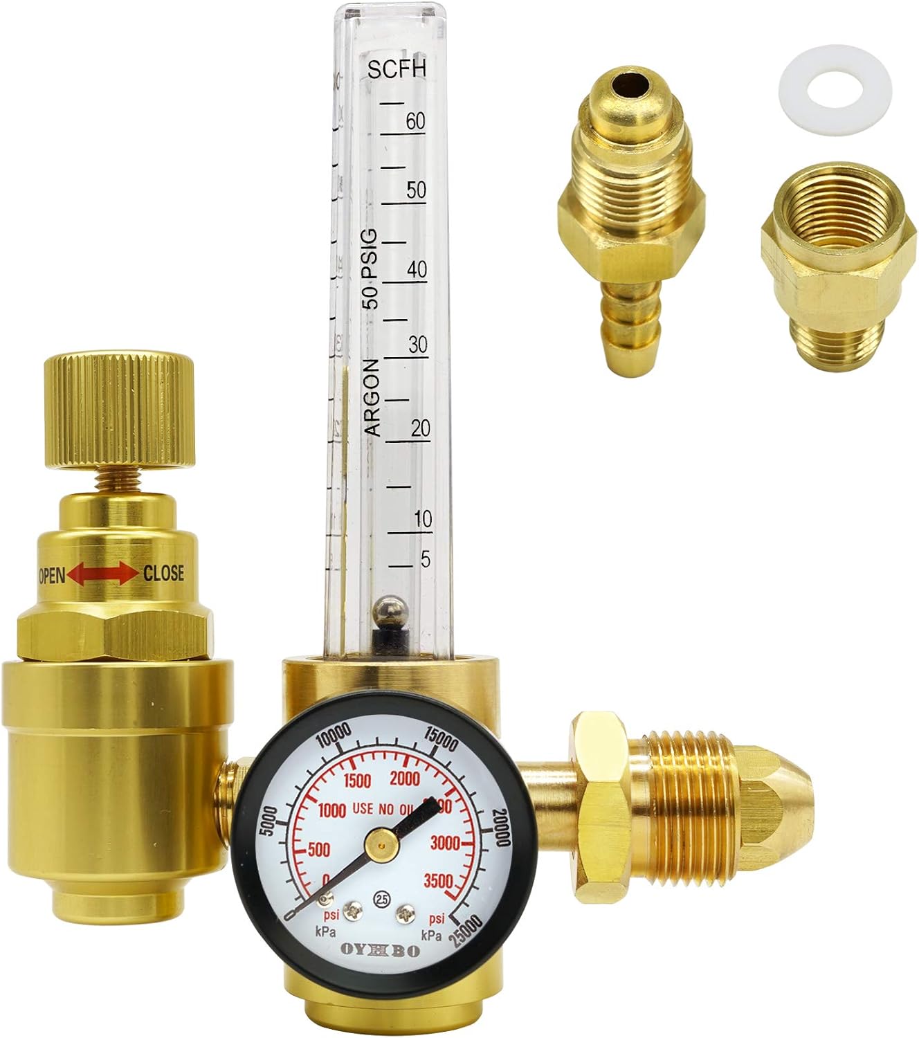 OYHBO Argon CO2 Regulator Flow Meter TIG MIG Welder Welding Gauge Valve Gas-saving CGA580 Inlet - - 
