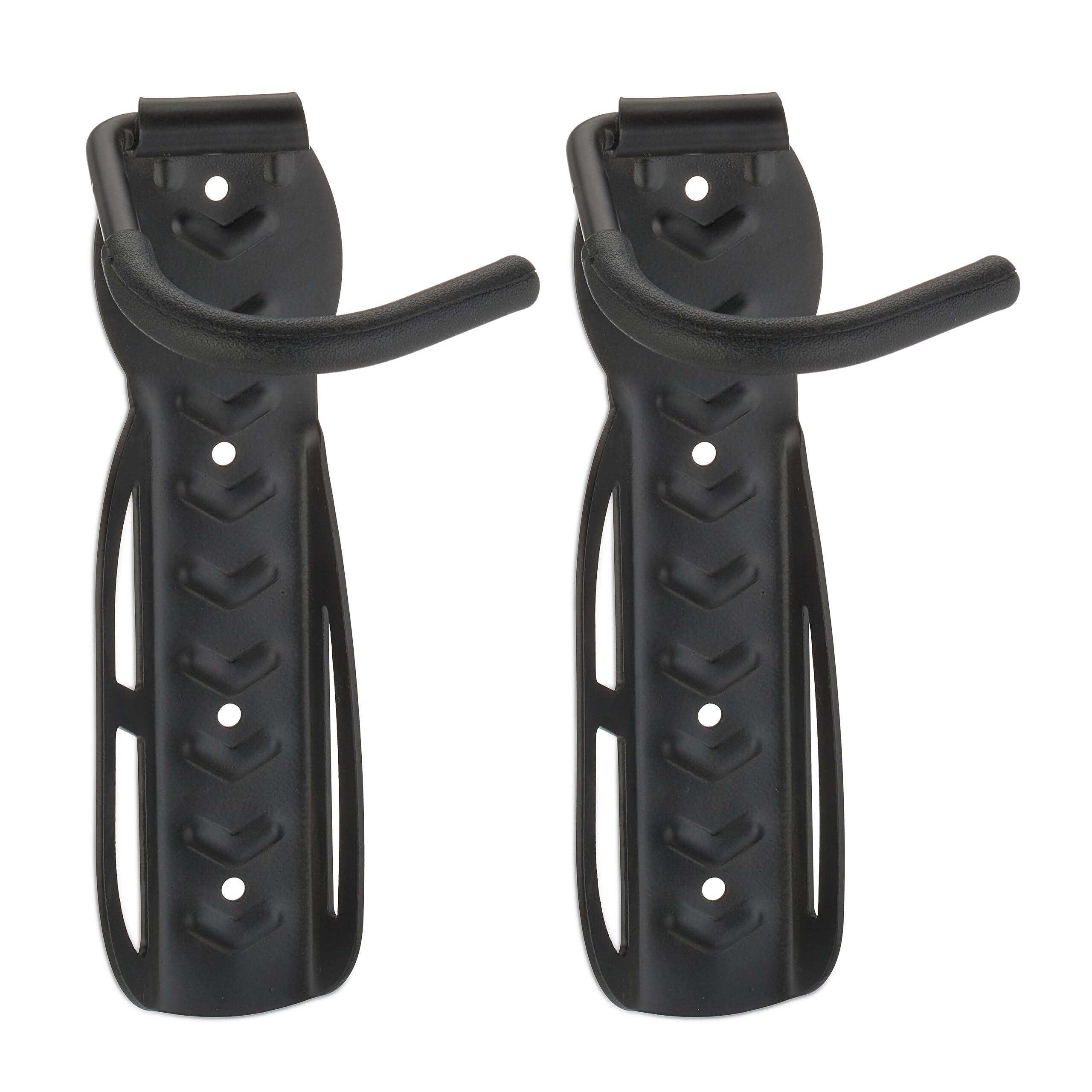 Relaxdays Set of 2 Bicycle Holders, Wall-Mount, For Bike Wall Storage, Tyre Holders, Black