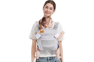 Shiaon Baby Carrier Newborn to Toddler(7-30lbs), Toddler Carrier with Adjustable Shoulder Strap, Baby Holder Carrier with Breathable Mesh Fabric, Grey