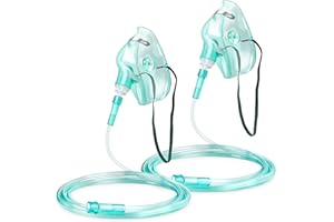 ANSNF 2 Pack Oxygen Mask for Face Adult with 6.6' Tube & Adjustable Elastic Strap - Size M - NO Cup